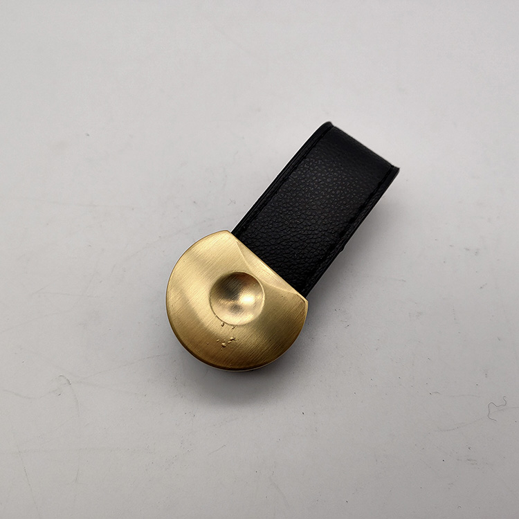 Cabinet Leather Handle Brass Pull for Kitchen Cabinet