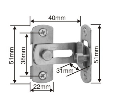 90 Degree Stainless Steel Slide Bolt Door Safety Guard Latch