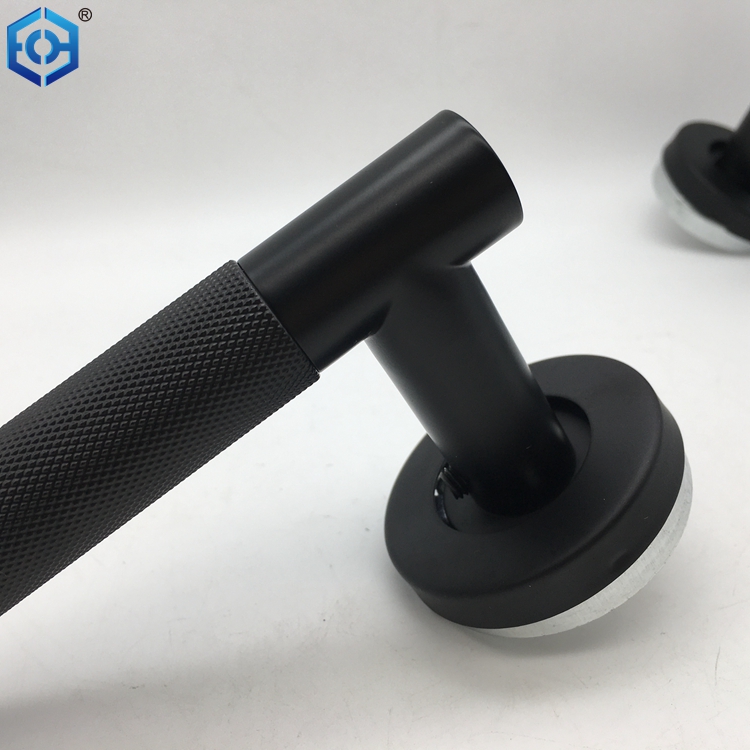 Black Stainless Steel Rosette Door Handle Luxury Gold Door Knurling