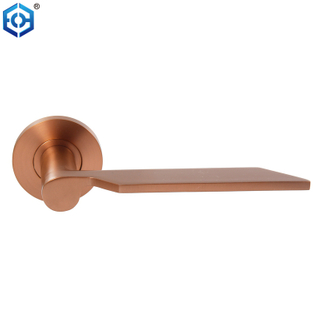 New Design Stainless Steel Solid Door Handle Lever on Round Rose Lever Set Rose Gold