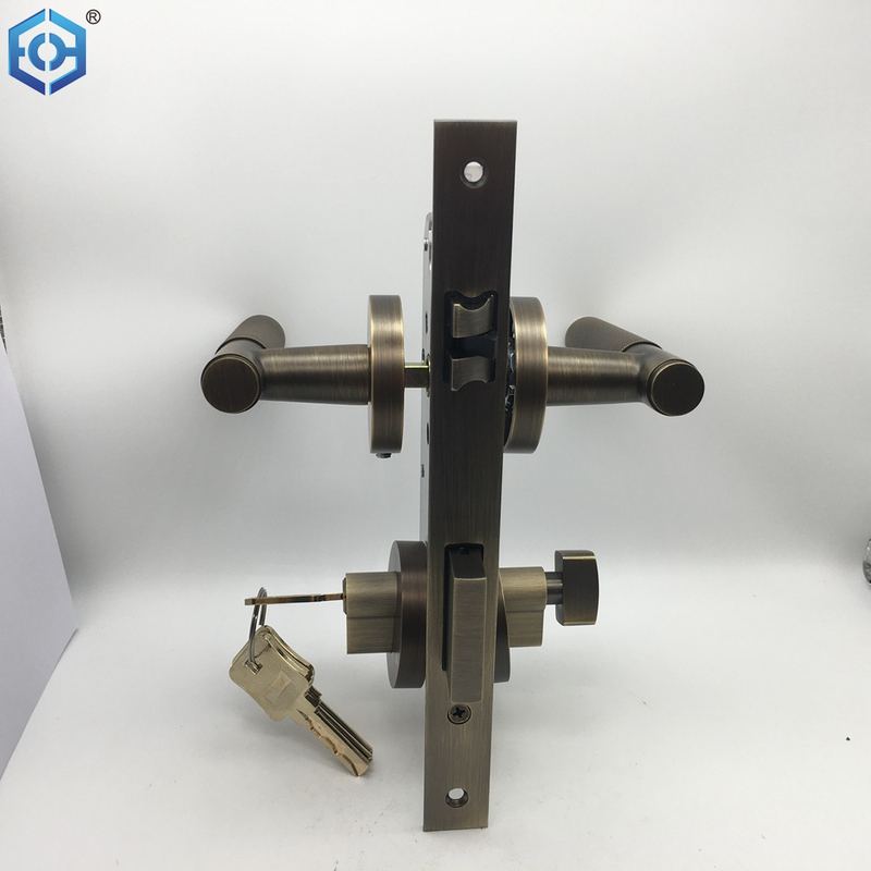 Door Locks for Bedroom And Mortise Lock Handle Set with 3 Brass Key Antique Finish