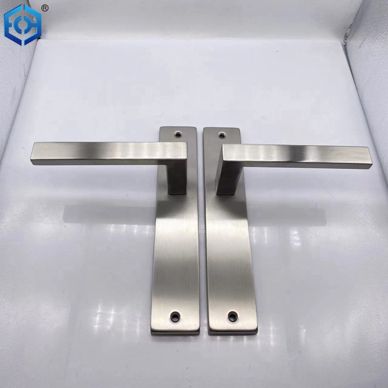 Stainless Steel Bathroom Swing Door Lock Handle Double Sided Long Plate Type Door Handle