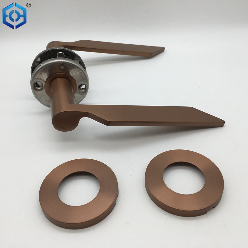 New Design Stainless Steel Solid Door Handle Lever on Round Rose Lever Set Rose Gold