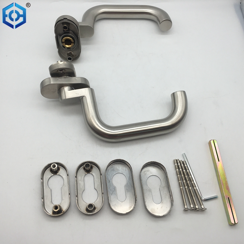 Door Handle on Oval Rosette Half Fitting Stainless Steel Buy the
