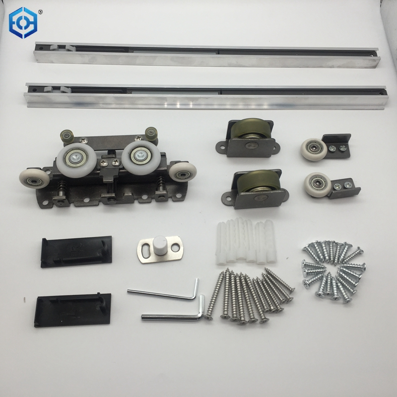 Premium Soft-Close Concealed Ghost Door Hardware Kit with Hidden Sliding Track Kit for 31-43 Inch Doors Soft Close Heavy Duty Sliding Hardware