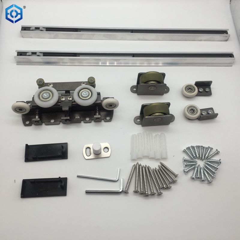 Premium Soft-Close Concealed Ghost Door Hardware Kit with Hidden Sliding Track Kit for 31-43 Inch Doors Soft Close Heavy Duty Sliding Hardware