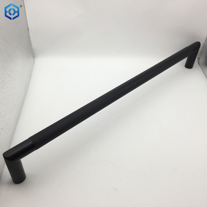 Black Stainless Steel D-Shaped Tubular Back-to-Back Knurled Pull Handles for Glass Door