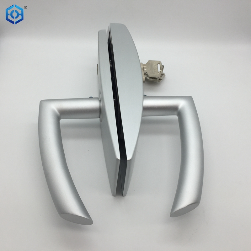 8-12mm Glass Door Lock with Wooden Frame Cylinder & Keys for Steel & Aluminum
