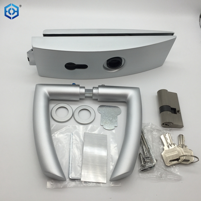 8-12mm Glass Door Lock with Wooden Frame Cylinder & Keys for Steel & Aluminum