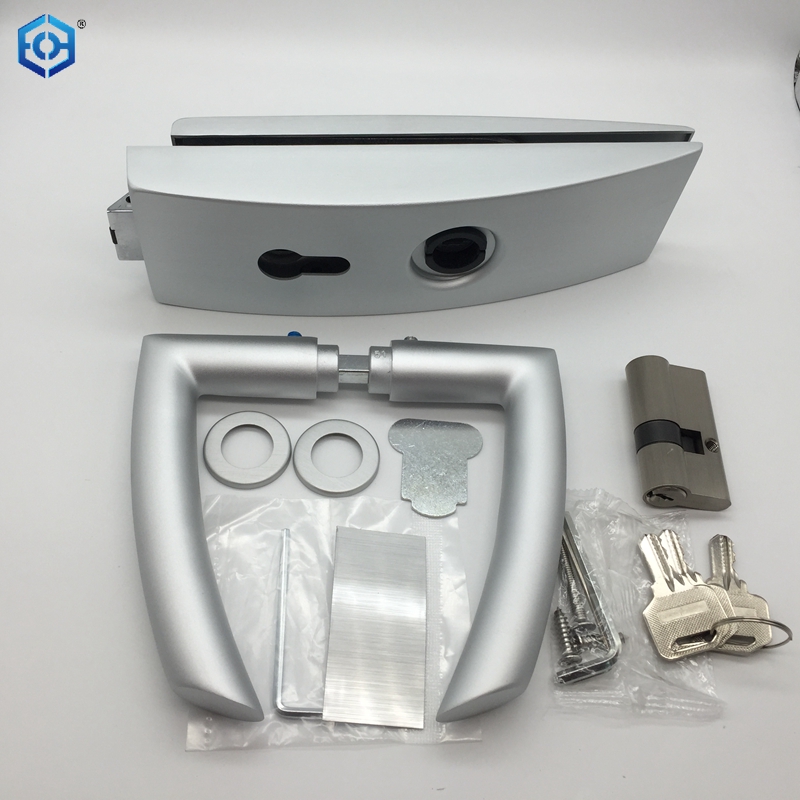 8-12mm Glass Door Lock with Wooden Frame Cylinder & Keys for Steel & Aluminum