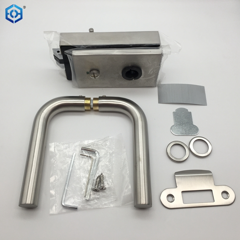 Silver Stainless Steel Frameless Glass Door Lock with Indicator Privacy Function 