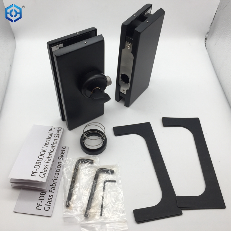 Center Mount Brushed Stainless Steel Glass To Glass Vertical Patch Lock