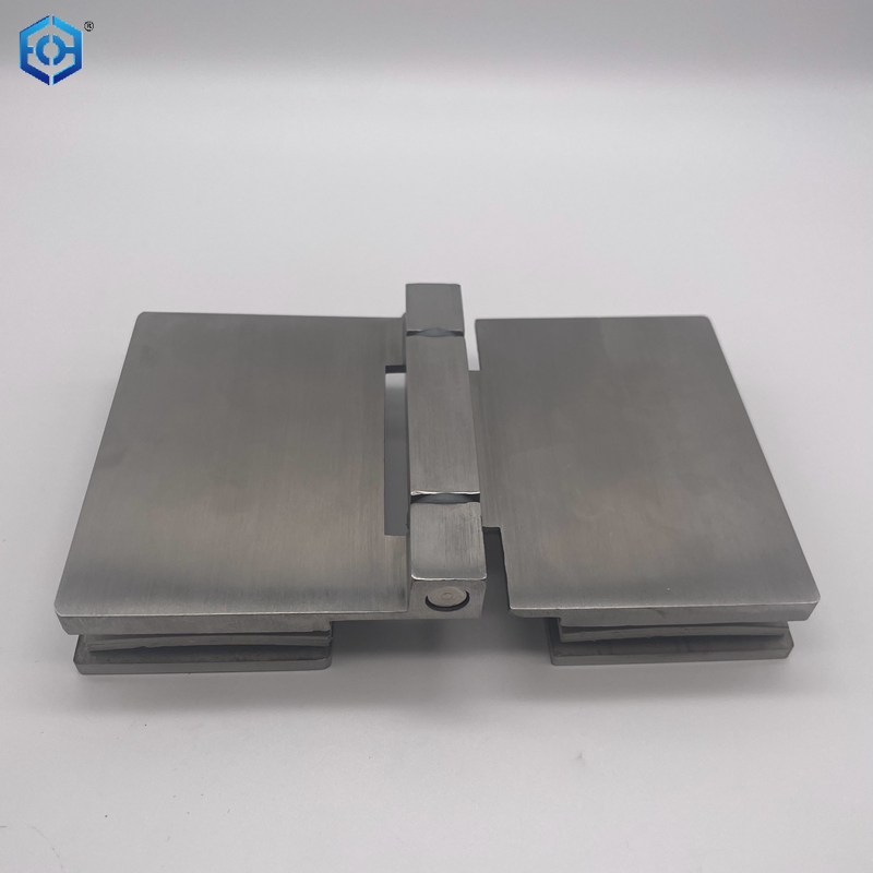 Brushed Stainless Steel Frameless Glass Door Hinge Folding Glass Clip Hardware for Patio Door