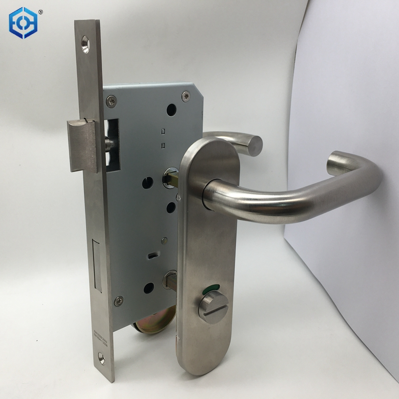 Straight Lever Thumb Lock Bathroom Door Handle Lock with Indicator