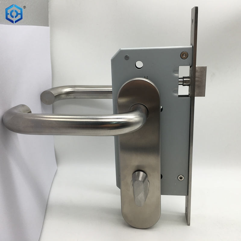 Straight Lever Thumb Lock Bathroom Door Handle Lock with Indicator