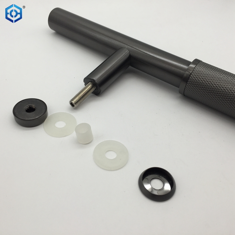 Grey Stainless Steel Knurled T Bar Single Single Glass Door Pull Handle