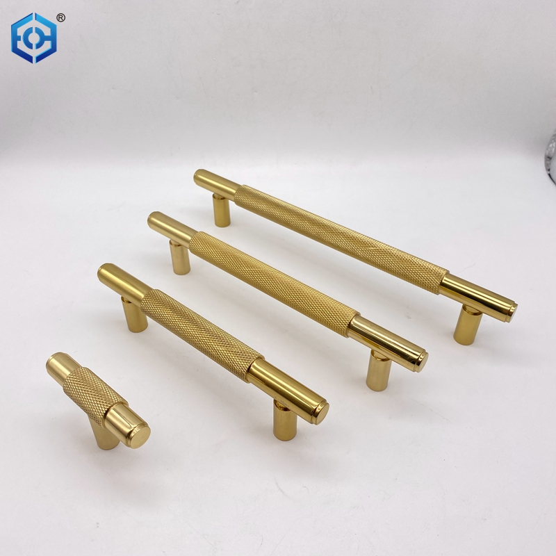 Knurled Brass Cabinet Pulls Kitchen Handles for Cabinets Gold Drawer Pulls T Bar Drawer Handle