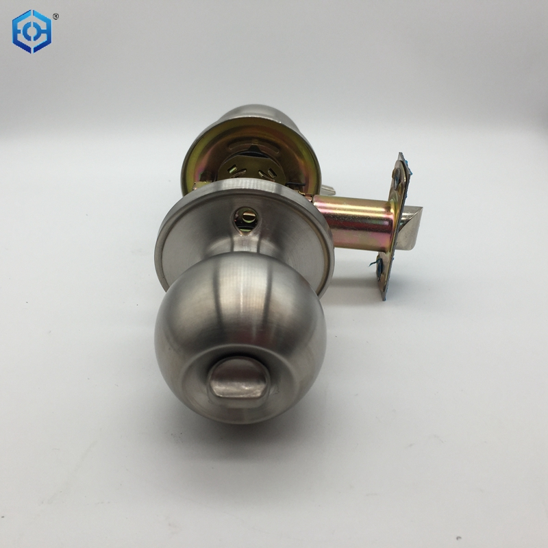 Silver Stainless Steel Round Door Knobs Handle Entrance Bathroom Passage Lock