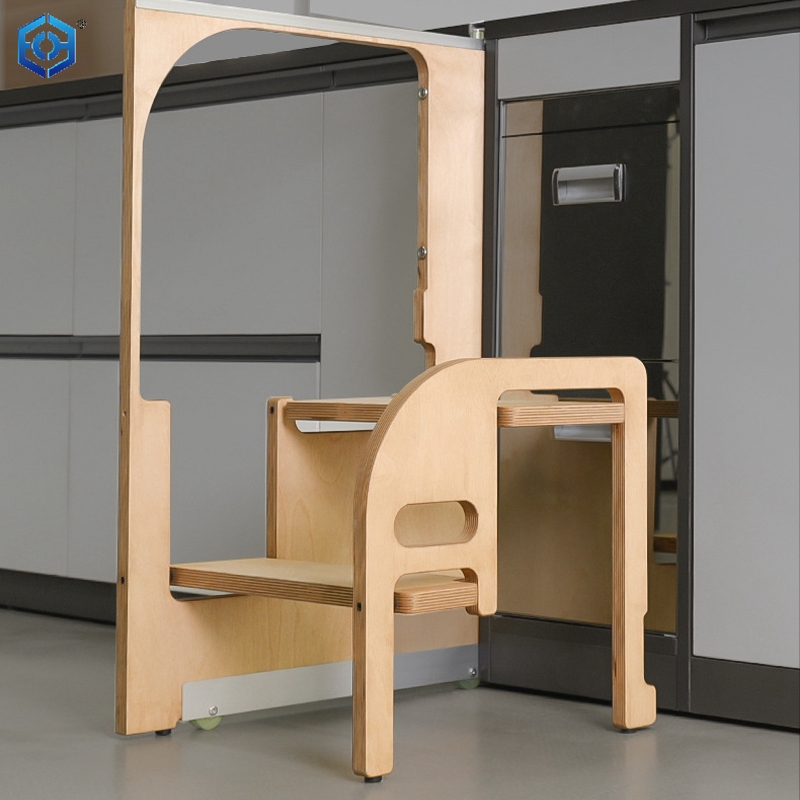 Kitchen Narrow Slot Hidden Folding Ladder Stool Kitchen Heightening Two-step Ladder Left And Right