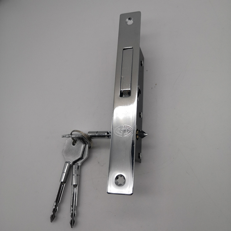 Aluminum double side mico cylinder sliding three key mortise door lock set