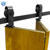 Black Single Bi-Fold Sliding Barn Door Track And Hardware Kit