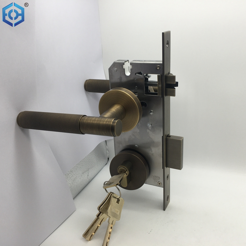 Door Locks for Bedroom And Mortise Lock Handle Set with 3 Brass Key Antique Finish