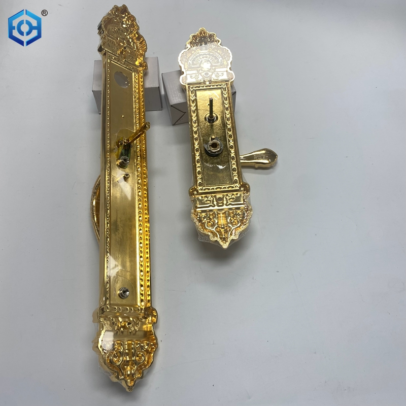 Golden Solid Brass American Style Brushed Brass Door Handles Lock
