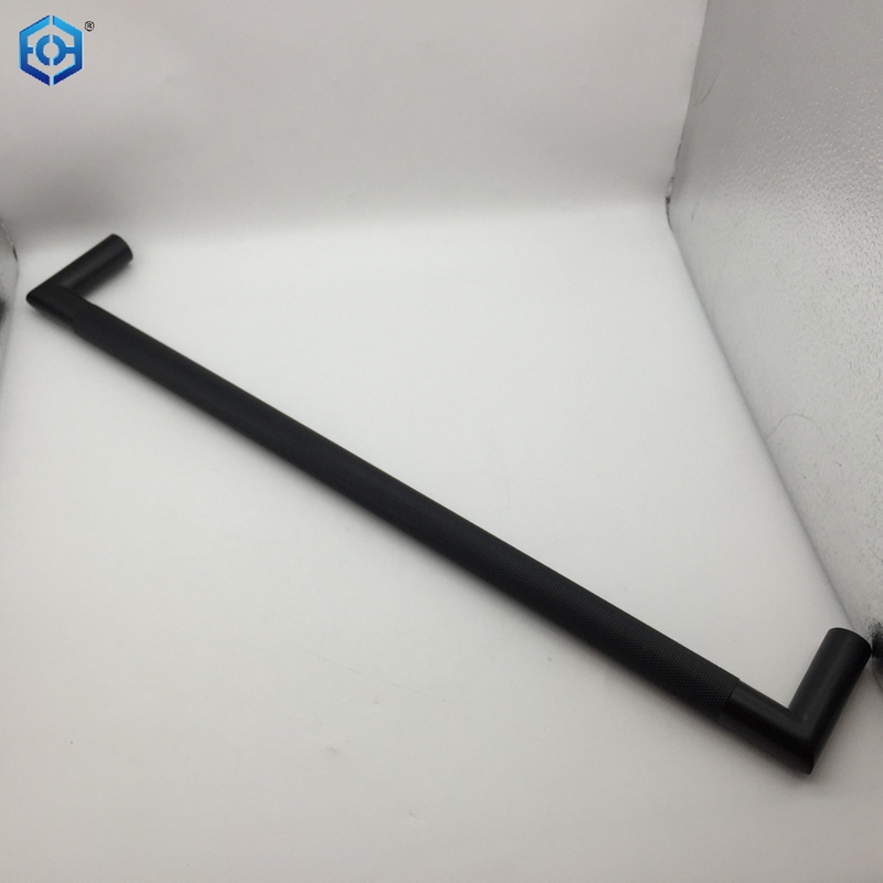 Black Stainless Steel D-Shaped Tubular Back-to-Back Knurled Pull Handles for Glass Door