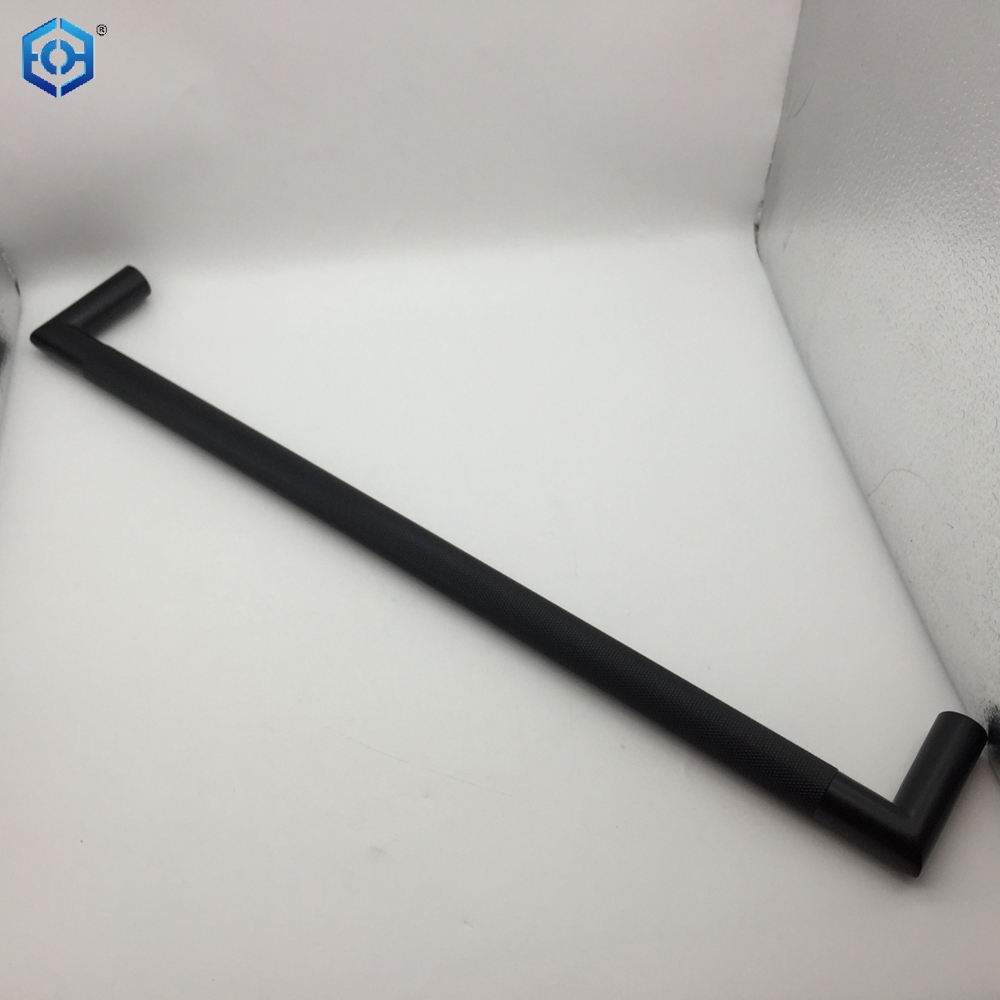 Black Stainless Steel D-Shaped Tubular Back-to-Back Knurled Pull Handles for Glass Door