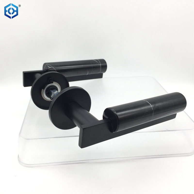 Black Stainless Steel Marble Door Lever Handle with Round Rose