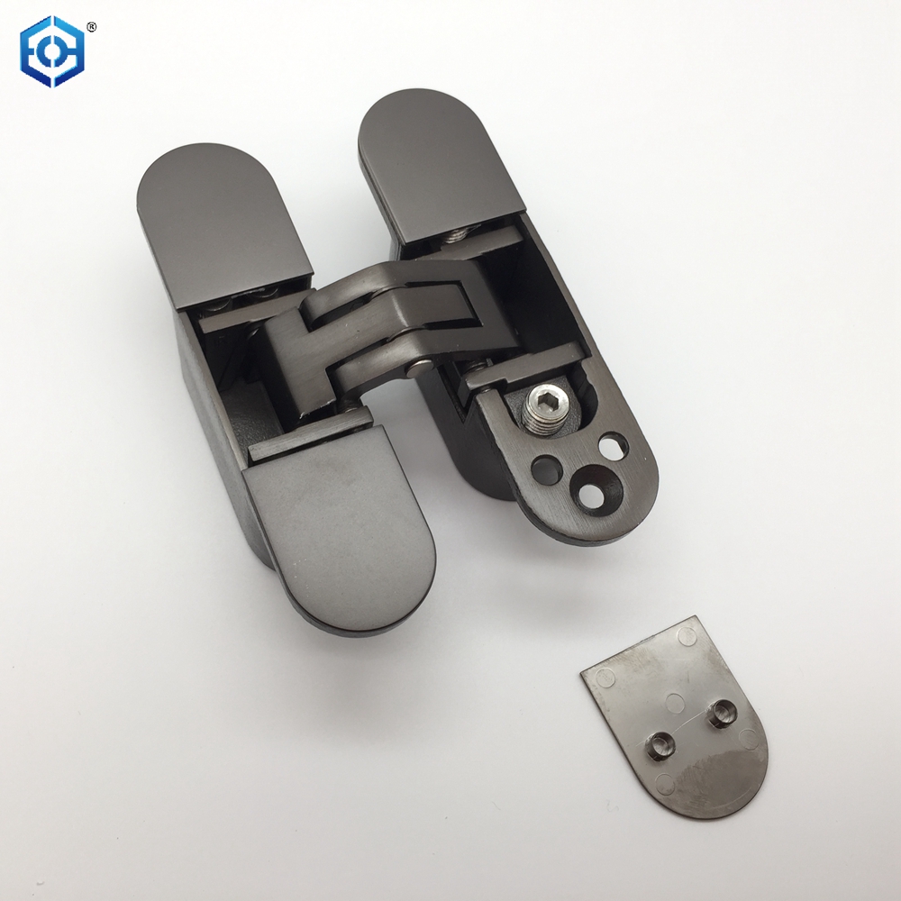 Modern 3D Adjustable Soft Closing Stainless Steel Gray Concealed Door Hinge for Wood Doors 100kg Capacity 180 Opening Angle 2mm
