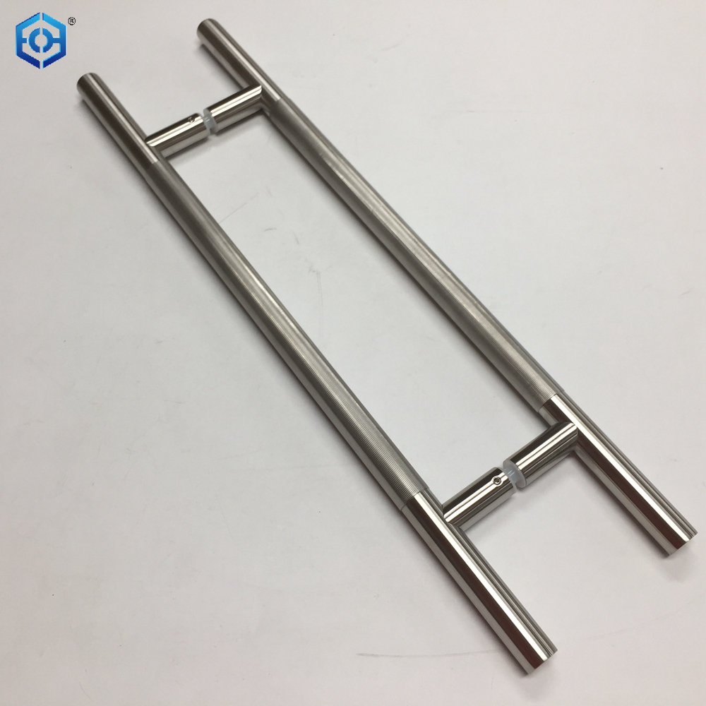 Rose Golden Or Black Stainless Steel Knurled Glass Door Pull Handles
