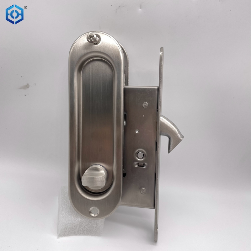 Stainless Steel Unique Bargains Sliding Door Lock Invisible Recessed Handle Latch Door Hardware Lock 