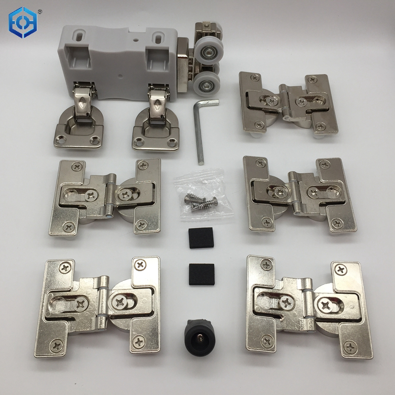 Top Hung Track for Walk in Closet Folding Doors Sliding Door Roller And Track Kit for Cabinets Bottom Track Free Sliding Door Hardware