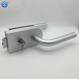Silver Aluminum Swing Tempered Handle Lock Bathroom Glass Door Lock with Indicator