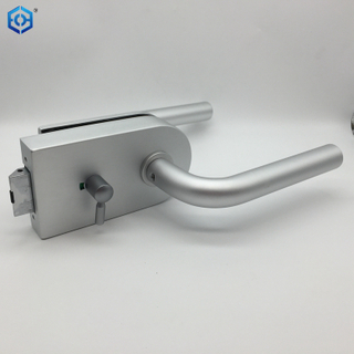 Silver Aluminum Swing Tempered Handle Lock Bathroom Glass Door Lock with Indicator