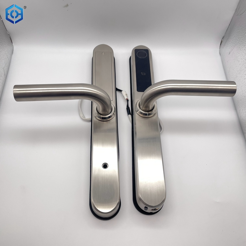 Password Fingerprint Lock Adjustable Doorknob Silver Waterproof For Apartmen