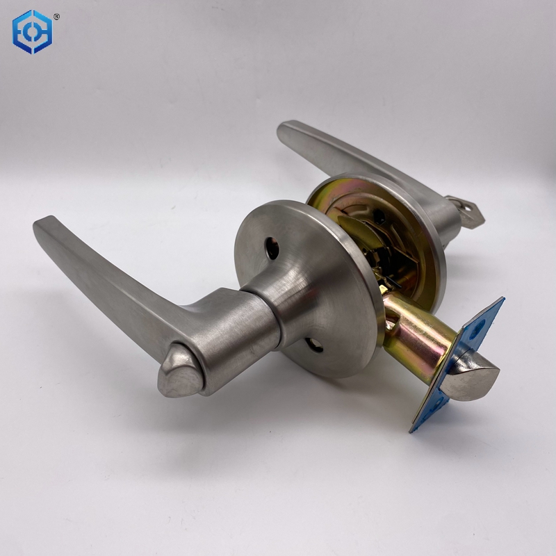 Silver Stainless Steel Door Lever Lock with 3 Keys for Home Bedroom Kitchen Office Door 