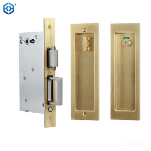 Golden Satin Nickel Black Zinc Alloy Pocket Door Lock Set with Indicator for Bathroom Door