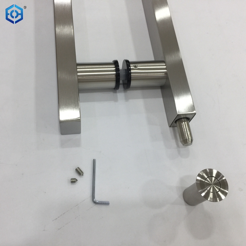 Silver Stainless Steel Square Tube Locking Ladder Pulls for Glass Doors