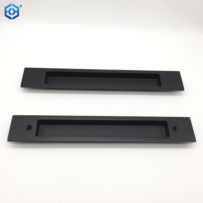 Black Zinc Alloy Long Sliding Concealed Door Flush Pull Handle
