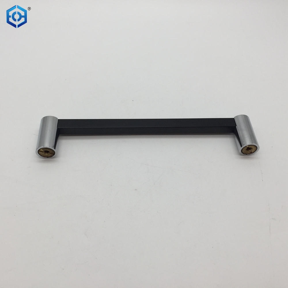 Square Black And Chrome Brass Cabinet Handle Kitchen Drawer Pulls