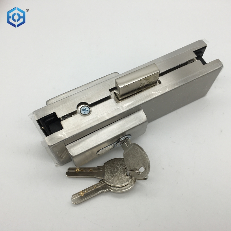 Silver Stainless Steel Glass Door Patch Fitting Bottom Patch Lock