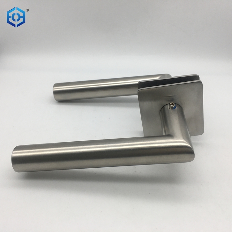 Square Rose Lever Door Handle On Ultra Thin Round Rose