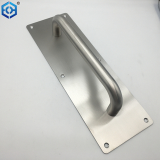 Stainless Steel Door Pull Handle 11.8 Inches Plate Commercial Door Handle No Sharp Edge Screws Included