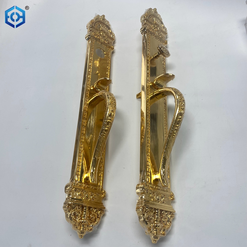 satin brass entry door handleset