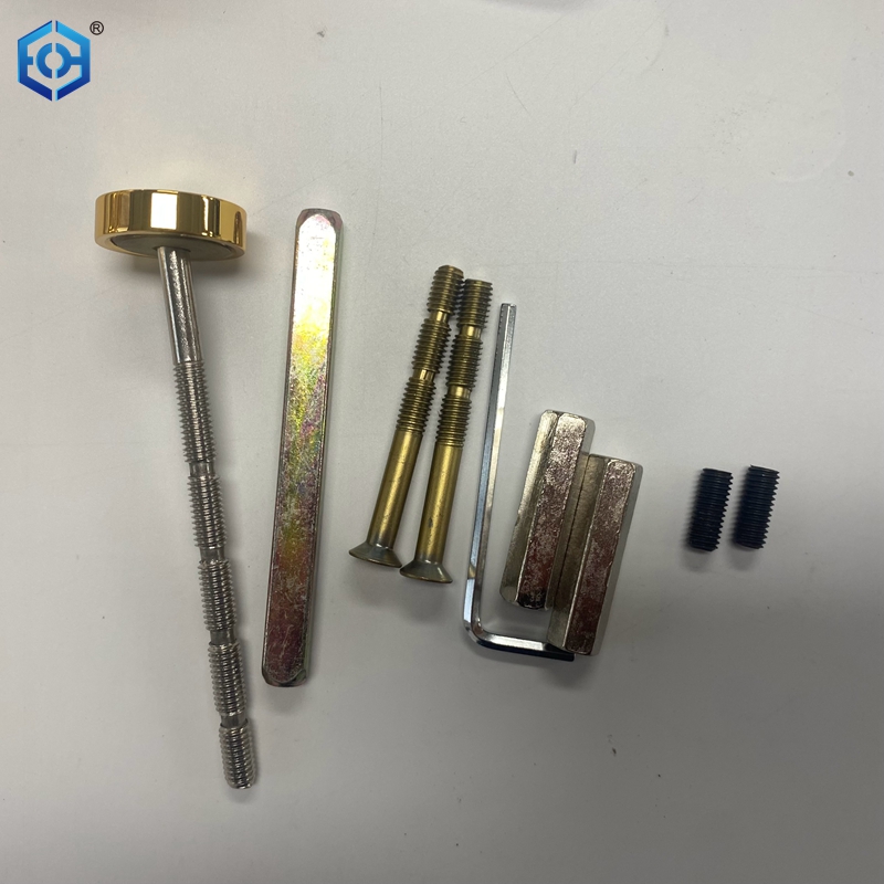 brushed brass door handles with lock