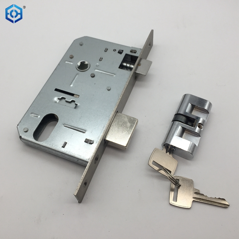 Cerraduras De Seguridad De Alta Prestación Silver Mortise Lock for Wooden Doors Backset 55mm Axes 72mm with Oval Lock Cylinder
