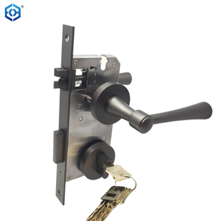 Gun Black Brass Exterior Entry Door Lock Handleset with Deadbolt