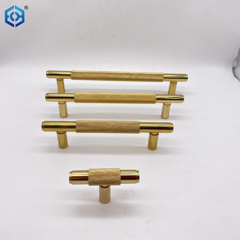 Knurled Brass Cabinet Pulls Kitchen Handles for Cabinets Gold Drawer Pulls T Bar Drawer Handle